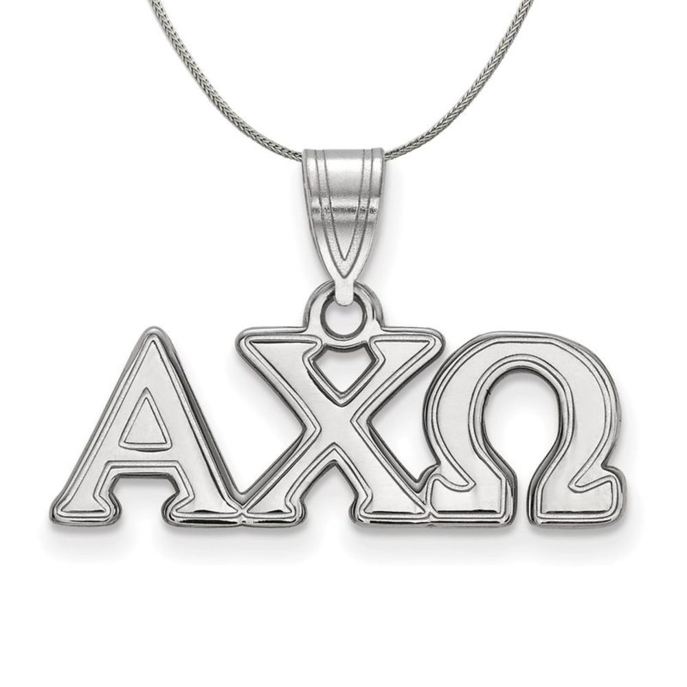 Sterling Silver Alpha Chi Omega Medium Greek Pendant Necklace, 20 Inch